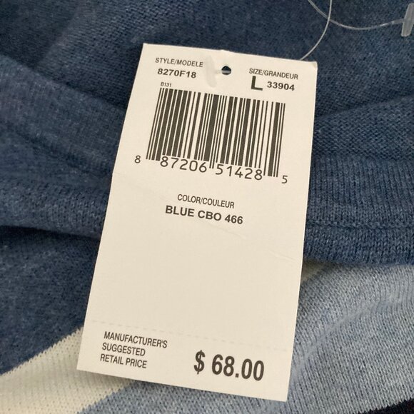 Jeanne Pierre Navy Slate Blue Striped Long Sleeve Pullover Sweater Large New wit - Picture 9 of 10